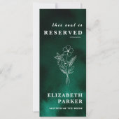 Emerald Green Reserved Seating Wedding Tag Kaart (Voorkant)