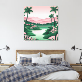 Emerald Green Retreat AI-kunst Canvas Afdruk