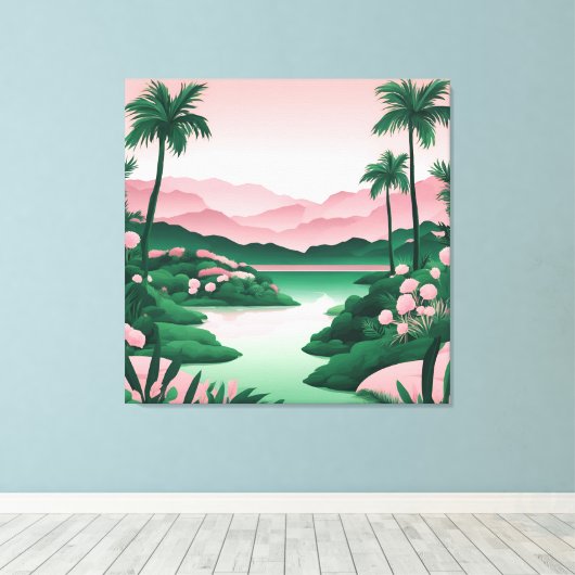 Emerald Green Retreat AI-kunst Canvas Afdruk (Insitu (Houten vloer))