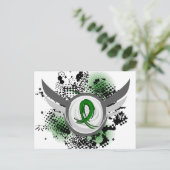 Emerald Green Ribbon en Wings Liver Cancer Briefkaart (Staand voorkant)