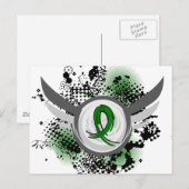 Emerald Green Ribbon en Wings Liver Cancer Briefkaart (Voorkant / Achterkant)