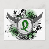 Emerald Green Ribbon en Wings Liver Cancer Briefkaart (Voorkant)