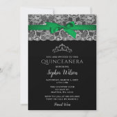 Emerald Green Ribbon Lace Quinceañera Kaart (Voorkant)