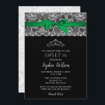 Emerald Green Ribbon Lace Sweet 16 Kaart<br><div class="desc">Emerald Green Ribbon Lace Sweet 16 Uitnodiging</div>