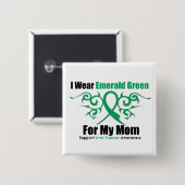Emerald Green Ribbon (mama) - Leverkanker Vierkante Button 5,1 Cm (Voorkant /achterkant)