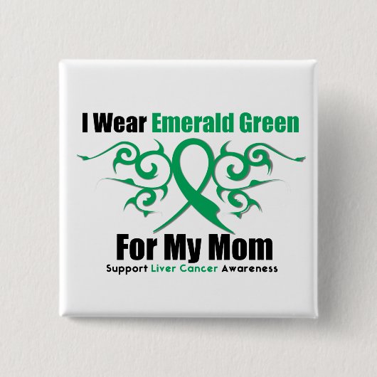 Emerald Green Ribbon (mama) - Leverkanker Vierkante Button 5,1 Cm (Voorkant)