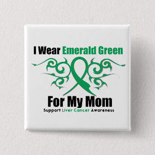 Emerald Green Ribbon (mama) - Leverkanker Vierkante Button 5,1 Cm