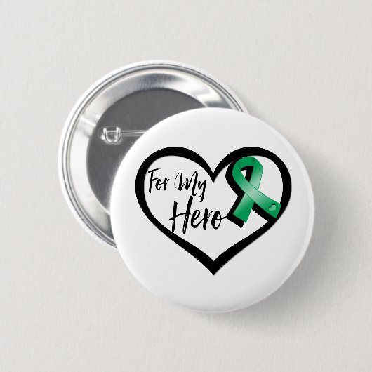 Emerald Green Ribbon voor mijn Hero Ronde Button 5,7 Cm (Voorkant /achterkant)