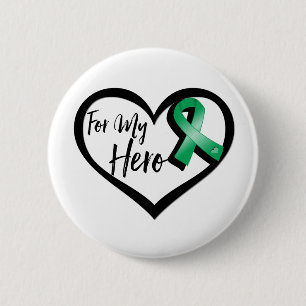 Emerald Green Ribbon voor mijn Hero Ronde Button 5,7 Cm