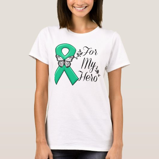 Emerald Green Ribbon voor mijn Hero T-shirt (Voorkant)
