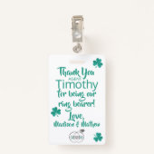 Emerald Green Ring Bearer Security Badge (Achterkant met clip)