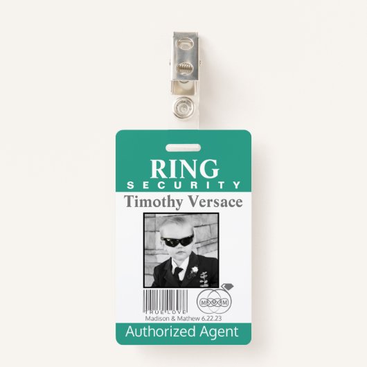 Emerald Green Ring Bearer Security Badge (Voorkant met clip)