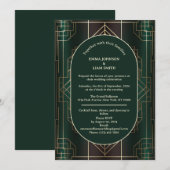 Emerald Green Roaring 20s huwelijksuitnodiging Kaart (Voorkant / Achterkant)