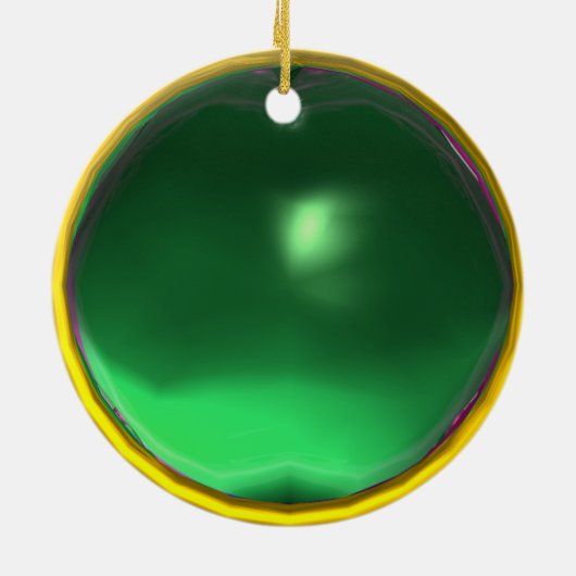 EMERALD GREEN; RODE RUBY GEMSTONE MON KERAMISCH ORNAMENT (Achterkant)