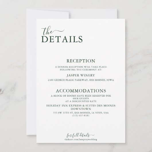 Emerald Green Romantic Foto achterste bruiloft - G Kaart (Voorkant)