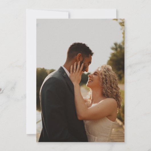 Emerald Green Romantic Foto achterste bruiloft - G Kaart (Achterkant)