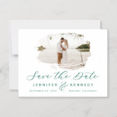 Emerald Green Romantic geborstelde foto slaat de d Magnetische Uitnodiging (Voorkant)