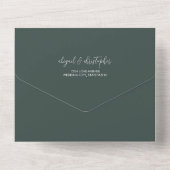 Emerald Green Romantic Photo Wedding All In One Uitnodiging (Achterkant)