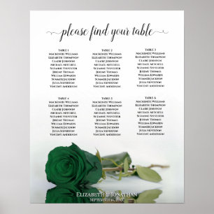 Emerald Green Roos 6 Table Wedding Seating Chart Poster