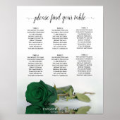 Emerald Green Roos 6 Table Wedding Seating Chart Poster (Voorkant)