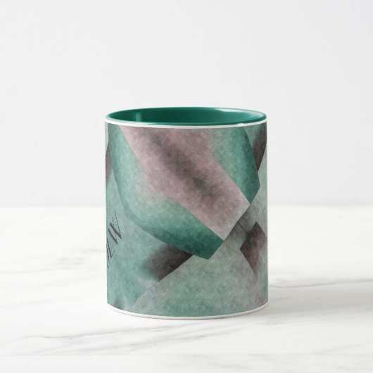 Emerald Green Roos Art Deco Abstract met Initialen Mok (Midden)