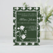 Emerald Green Roos Bridal Shower-uitnodiging Kaart (Staand voorkant)