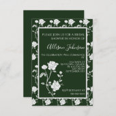 Emerald Green Roos Bridal Shower-uitnodiging Kaart (Voorkant / Achterkant)