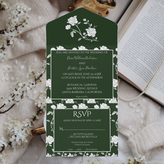 Emerald Green Roos bruiloft in één uitnodiging