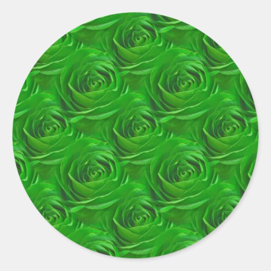 Emerald Green Roos Center Wallpaper Pattern Ronde Sticker (Voorkant)