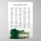 Emerald Green Roos Chic Alfabetical Seating Chart Poster (Voorkant)