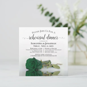 Emerald Green Roos Chic Wedding Rehearsal Dinner Kaart