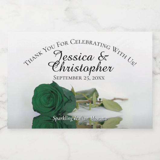 Emerald green Roos Elegant Wedding Bedankt Mini Sparkling Wijnetiket (Enkel label)