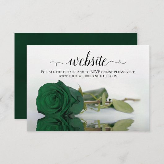 Emerald Green Roos Elegant Wedding Website Informatiekaartje (Voorkant / Achterkant)