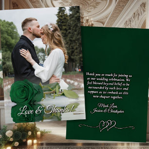 Emerald Green Roos Elegante Trouwfoto Overlay Bedankkaart