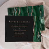 Emerald Green Roos Gold Agaat Dark Save the Date Kaart