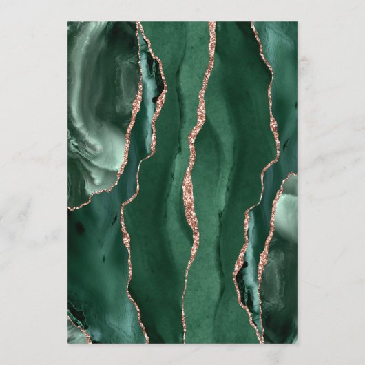 Emerald Green Roos Gold Agate Dark Wedding Menu (Achterkant)