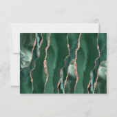 Emerald Green Roos Gold Agate Dark Wedding RSVP Kaartje (Achterkant)