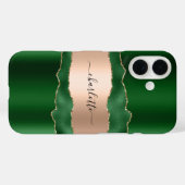 Emerald green roos gold agate marmer name script Case-Mate iPhone case (Achterkant (horizontaal))