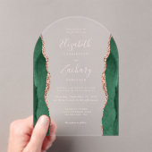 Emerald Green Roos Gold Agate Pink Wedding Arch Acryl Uitnodigingen (Insitu (Draagbaar))