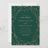 Emerald Green Roos Gold Glitter Geometric Wedding Kaart (Voorkant)