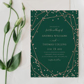 Emerald Green Roos Gold Glitter Geometric Wedding Kaart