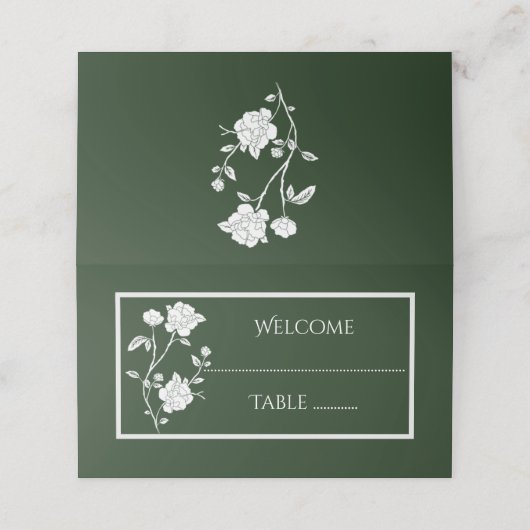 Emerald Green Roos Reception Place Card Plaatskaartje (Buitenkant ongevouwen)