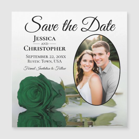Emerald Green Roos Save the Date Photo Magnet (Voorkant)