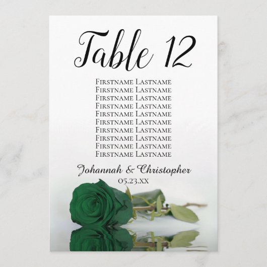 Emerald Green Roos Table Seating Chart Large (Voorkant)