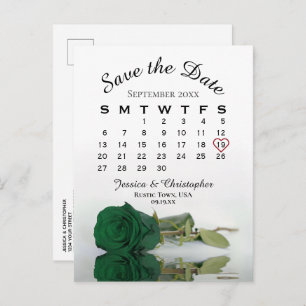 Emerald Green Roos Wedding Calendar Save the Date Aankondigingskaart
