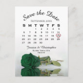 Emerald Green Roos Wedding Calendar Save the Date Aankondigingskaart (Voorkant)