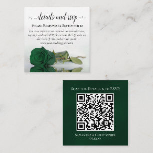 Emerald Green Roos Wedding Details & RSVP QR Code Informatiekaartje