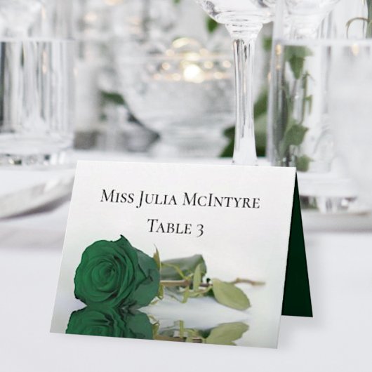 Emerald Green Roos Wedding DIY Fold Place Card Kaart