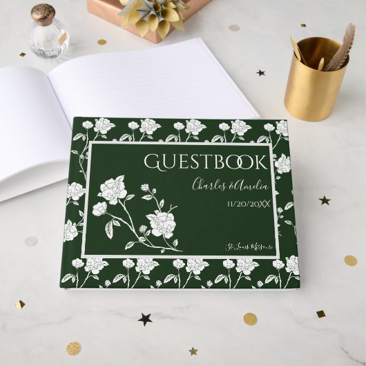 Emerald Green Roos Wedding Guest Book Gastenboek (Voorkant open)