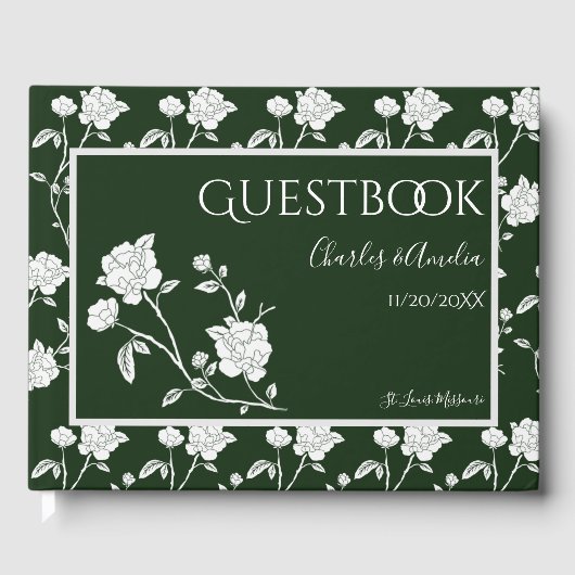Emerald Green Roos Wedding Guest Book Gastenboek (Voorkant)